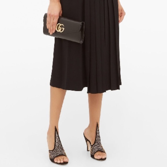 GUCCI Exaggerated point Crystal Suede Mules Black 37 7 glam era Renaissance - Picture 3 of 17